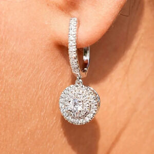 925 Silver Round Plated CZ Drop Earrings for Women, FB16FA1121